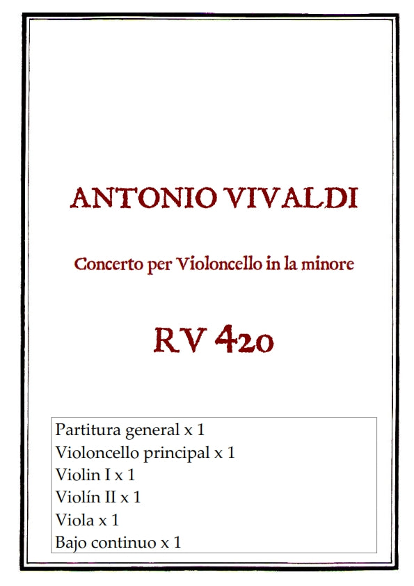 RV 420 Concerto per Violoncello in la minore
