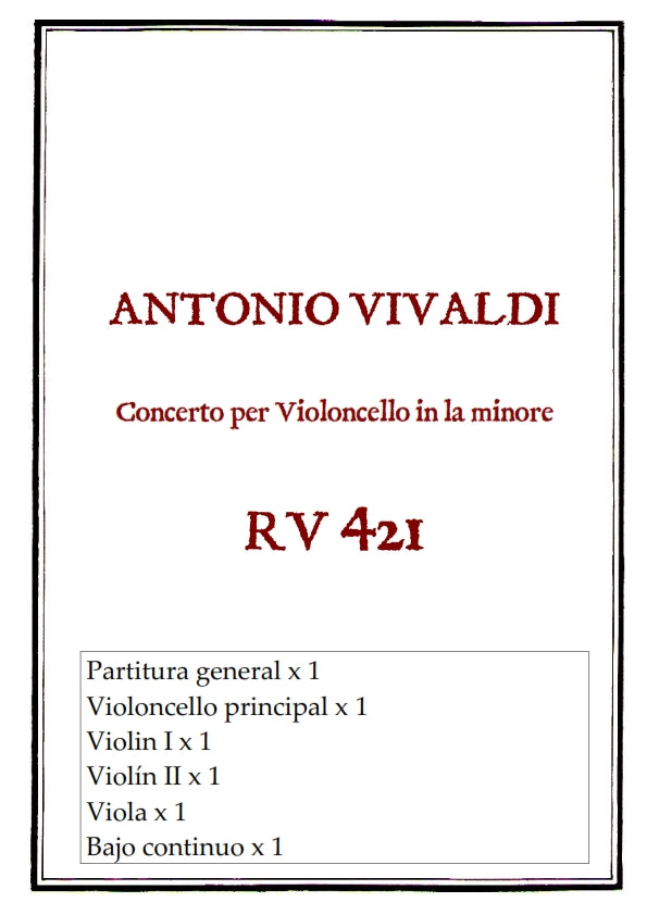RV 421 Concerto per Violoncello in la minore