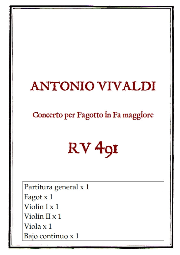 RV 491 Concerto per Fagotto in Fa maggiore
