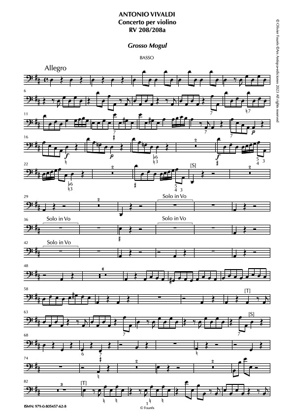 RV 208 - RV 208a Concerto per Violino in Re maggiore -GROSSO MOGUL-