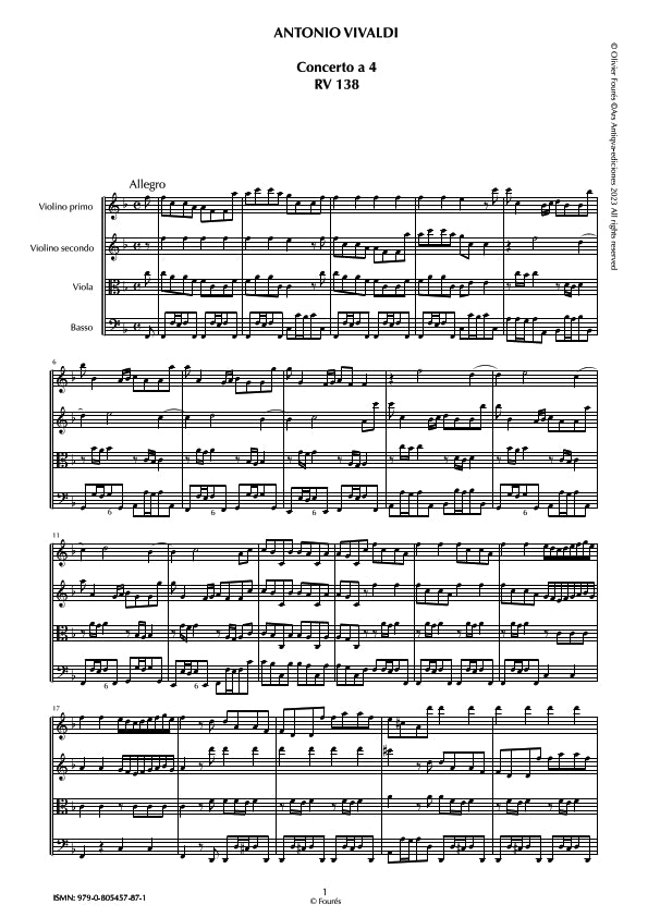 RV 138 Concerto per archi in Fa maggiore