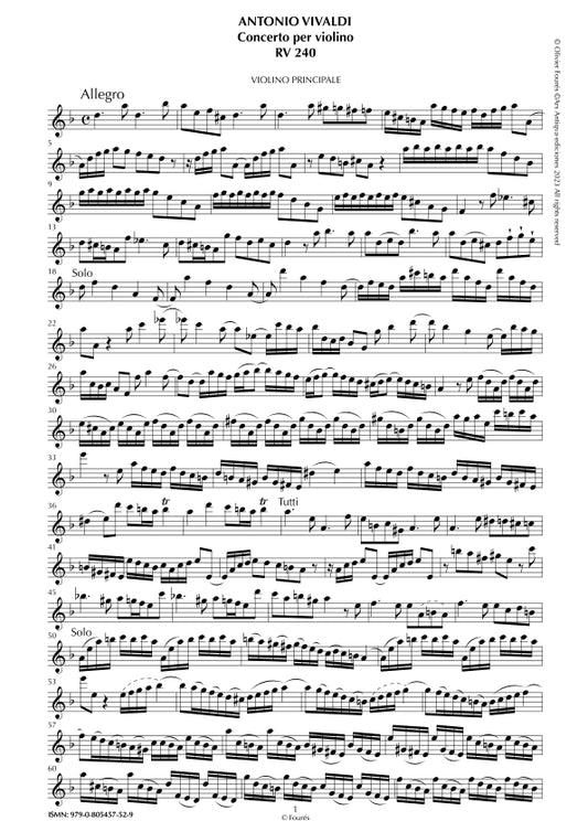 RV 240 Concerto per Violino in re minore