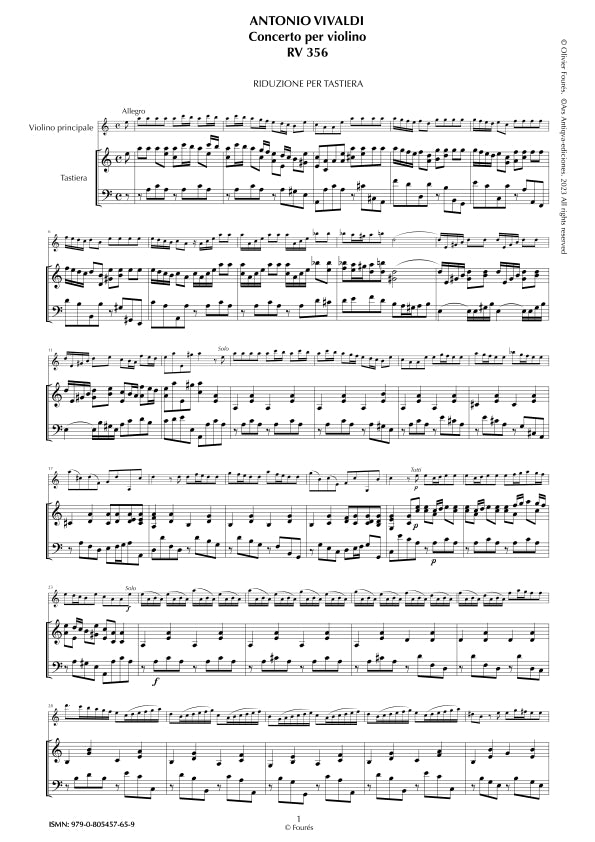 RV 356 Concerto per Violino in la minore "L´Estro Armonico" opera terza n.VI