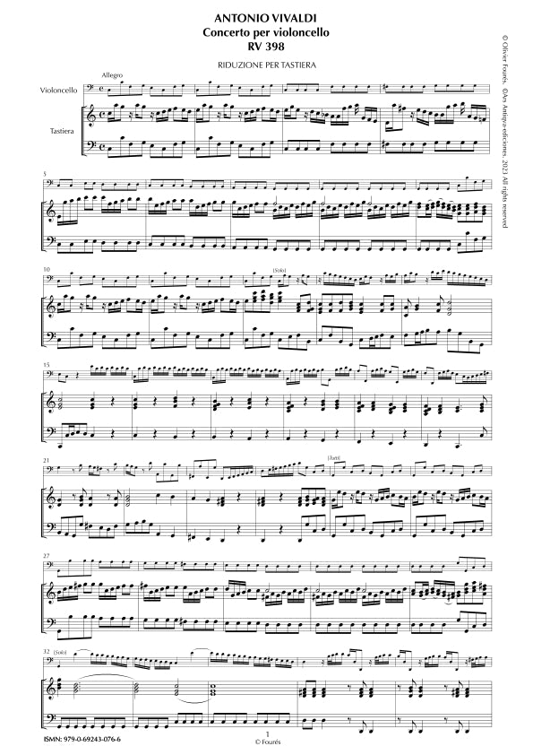 RV 398 Concerto per Violoncello in Do maggiore