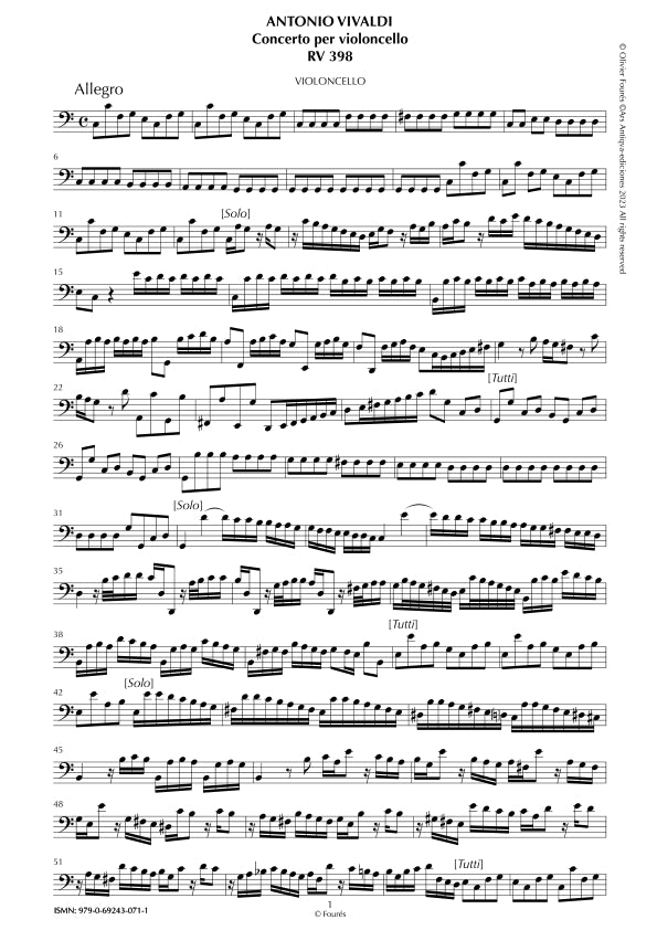 RV 398 Concerto per Violoncello in Do maggiore