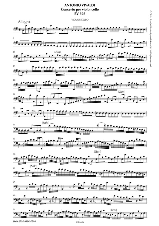 RV 398 Concerto per Violoncello in Do maggiore