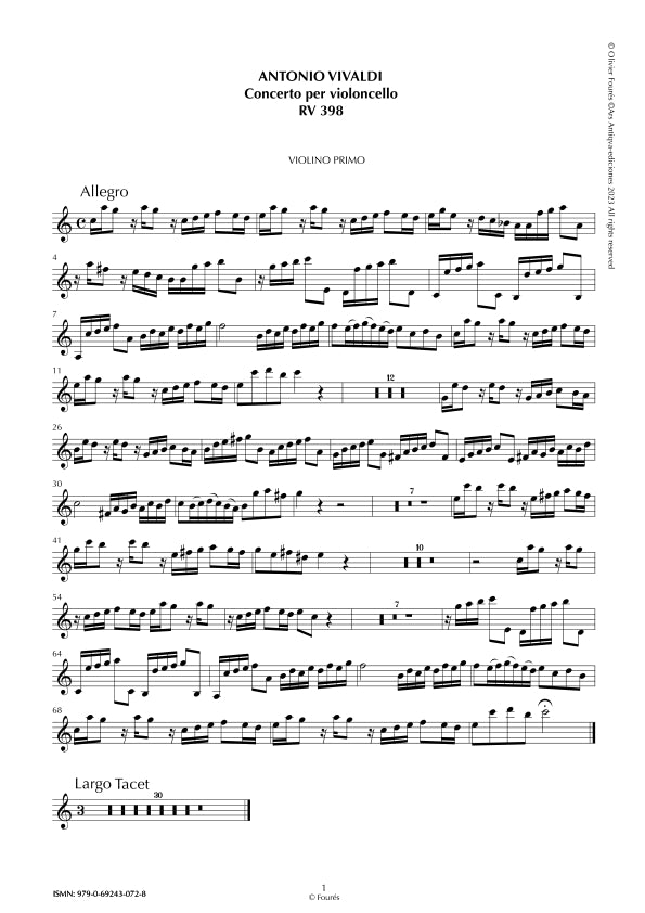 RV 398 Concerto per Violoncello in Do maggiore