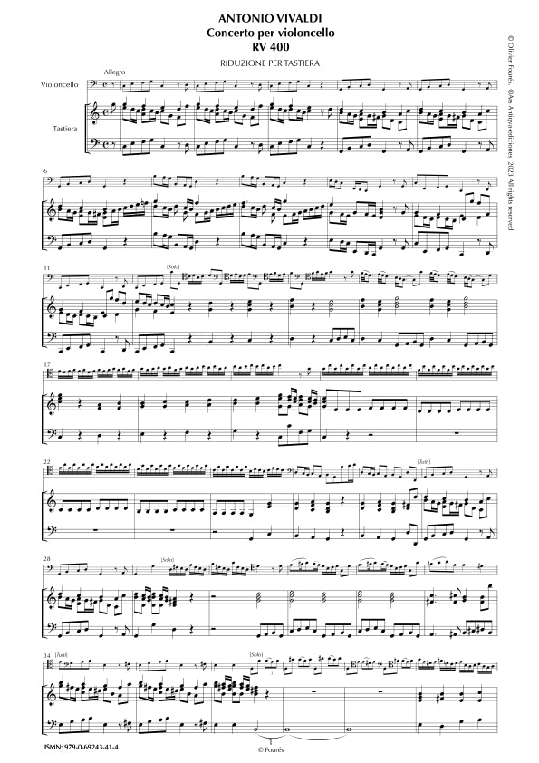RV 400 Concerto per Violoncello in Do maggiore