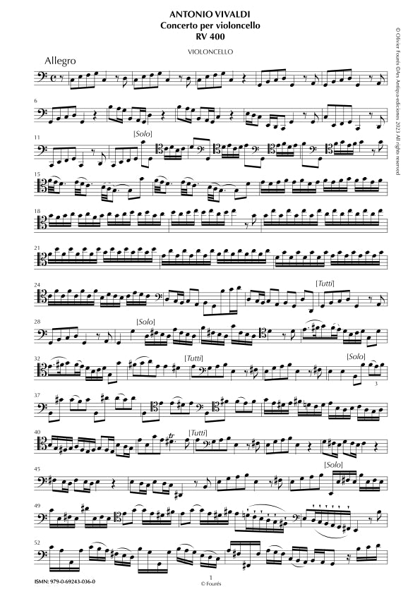 RV 400 Concerto per Violoncello in Do maggiore