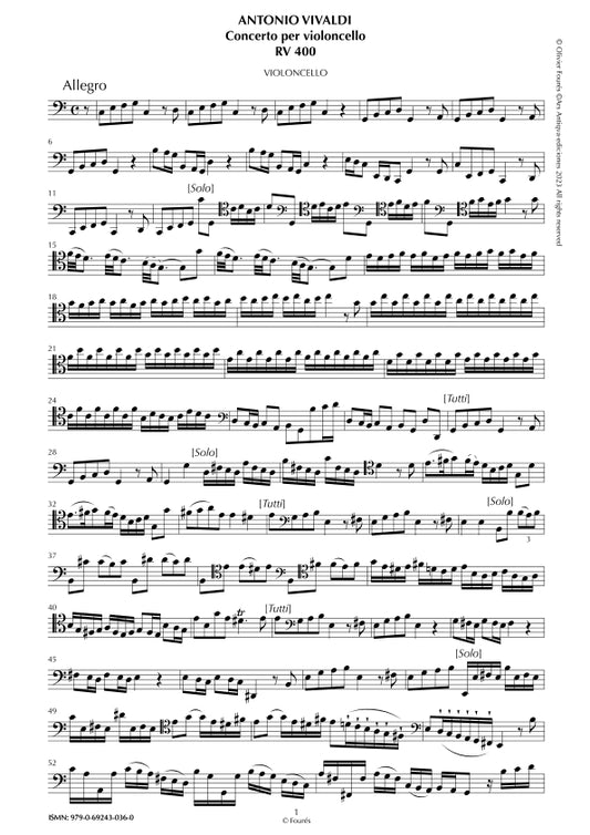 RV 400 Concerto per Violoncello in Do maggiore
