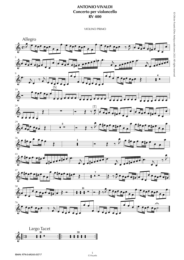 RV 400 Concerto per Violoncello in Do maggiore