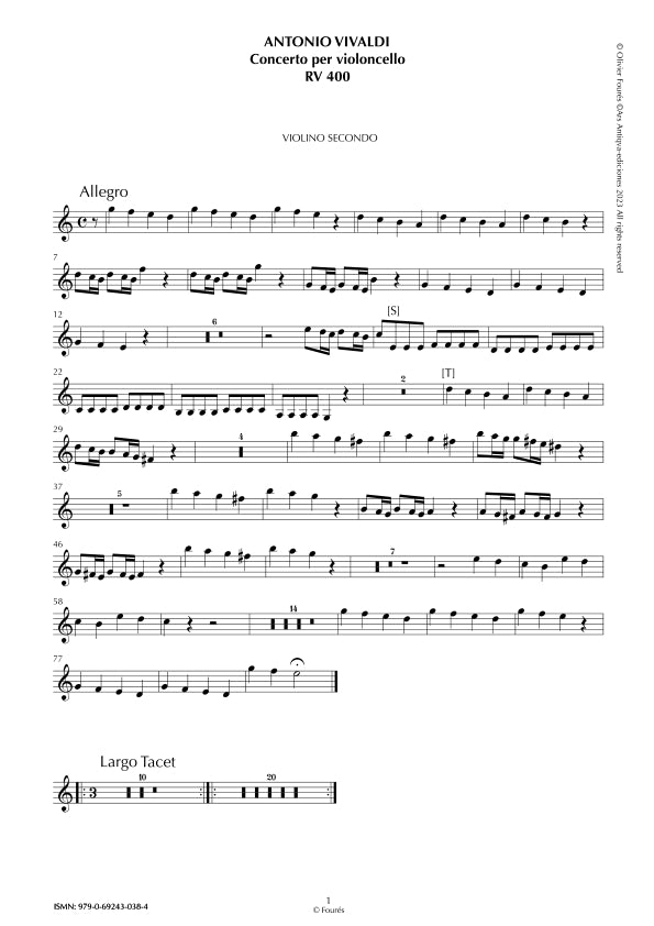 RV 400 Concerto per Violoncello in Do maggiore