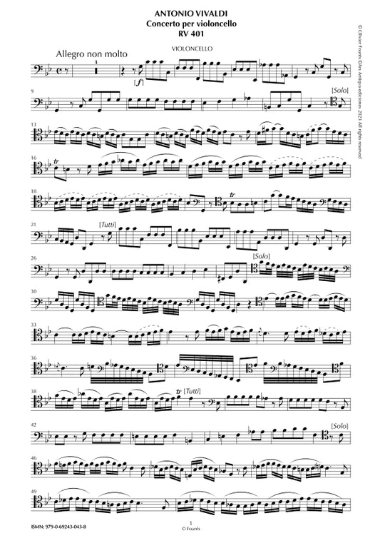 RV 401 Concerto per Violoncello in do minore