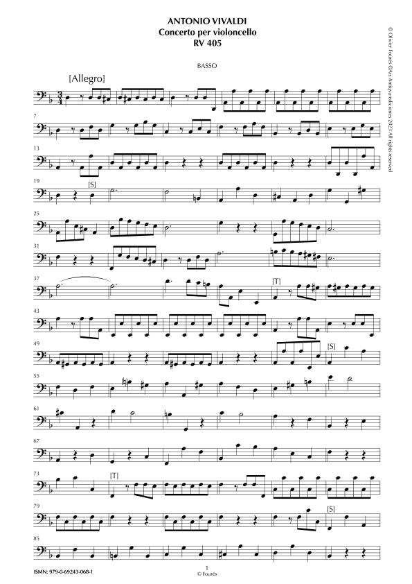 RV 405 Concerto per Violoncello in re minore