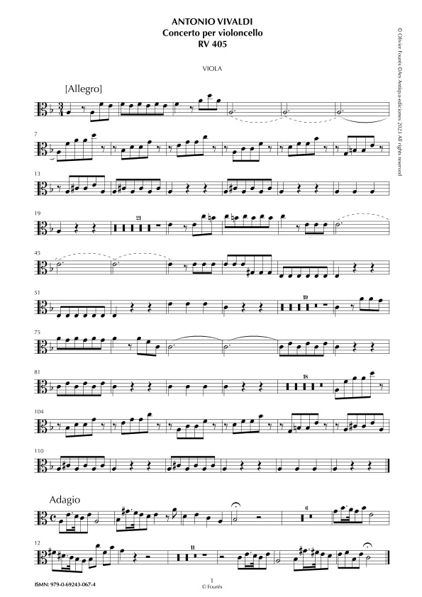 RV 405 Concerto per Violoncello in re minore