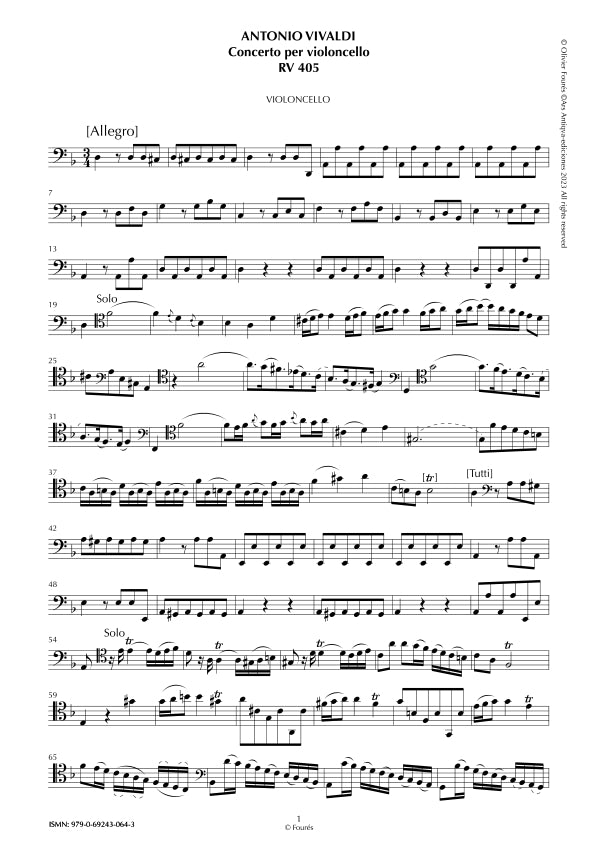 RV 405 Concerto per Violoncello in re minore