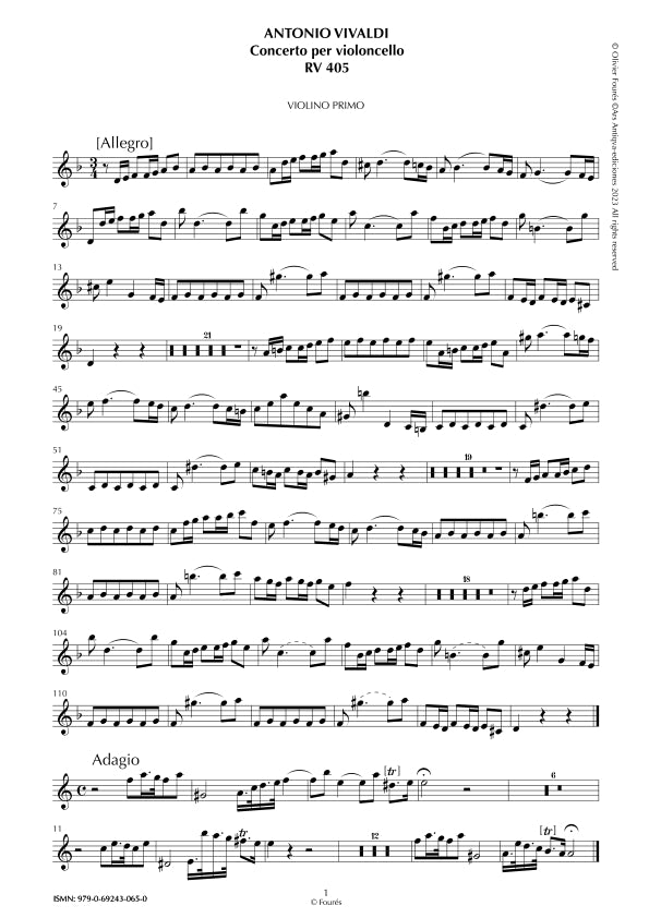 RV 405 Concerto per Violoncello in re minore