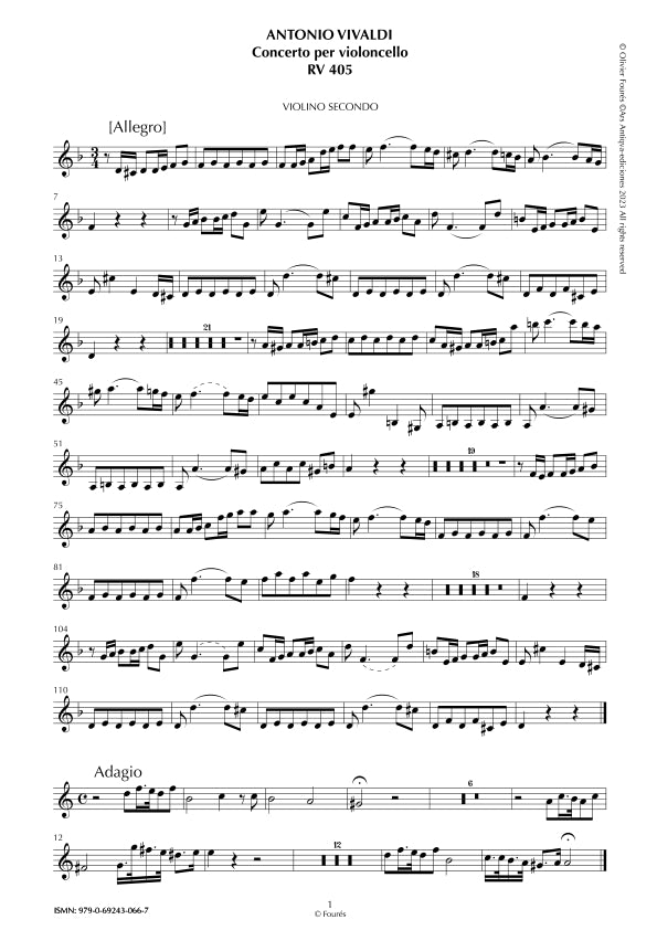 RV 405 Concerto per Violoncello in re minore