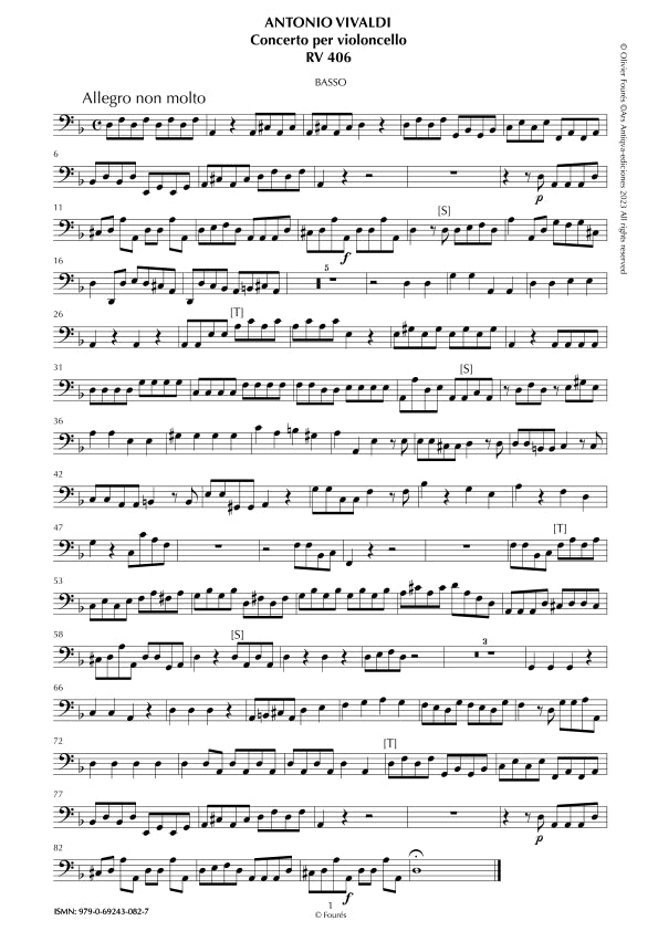 RV 406 Concerto per Violoncello in re minore