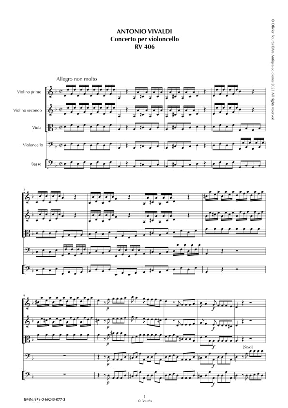 RV 406 Concerto per Violoncello in re minore