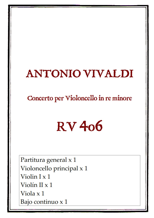 RV 406 Concerto per Violoncello in re minore