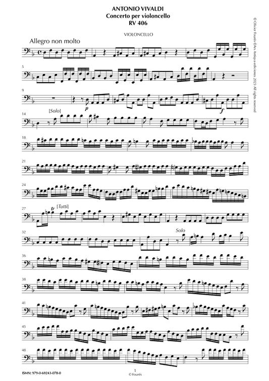 RV 406 Concerto per Violoncello in re minore