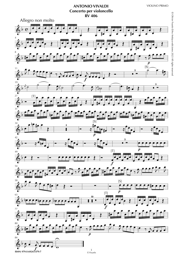 RV 406 Concerto per Violoncello in re minore