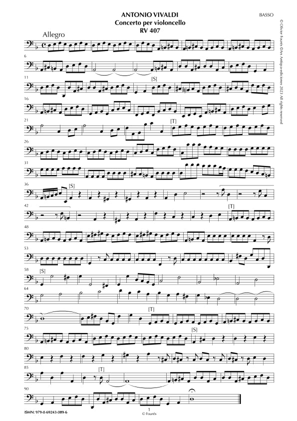 RV 407 Concerto per Violoncello in re minore
