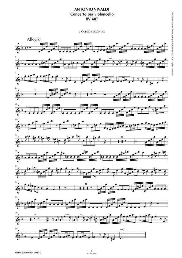 RV 407 Concerto per Violoncello in re minore