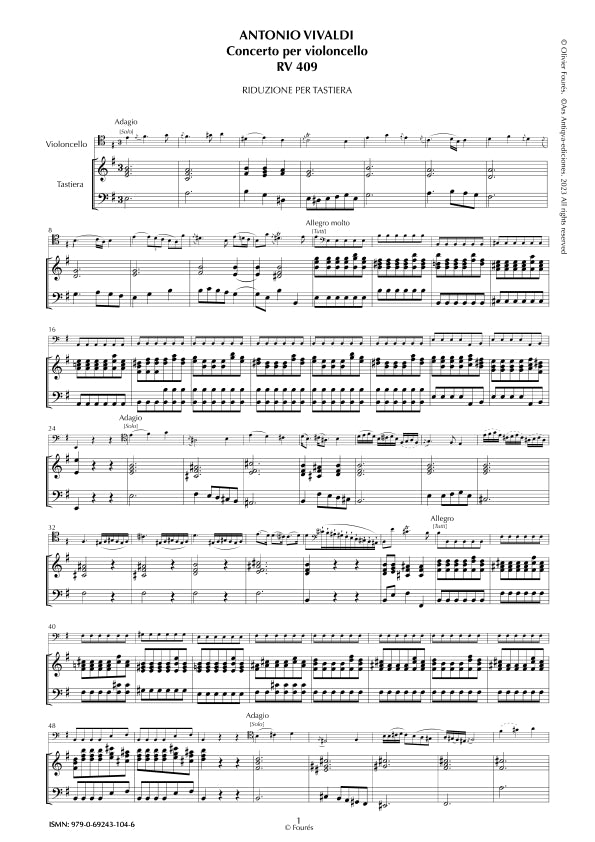 RV 409 Concerto per Violoncello in mi minore