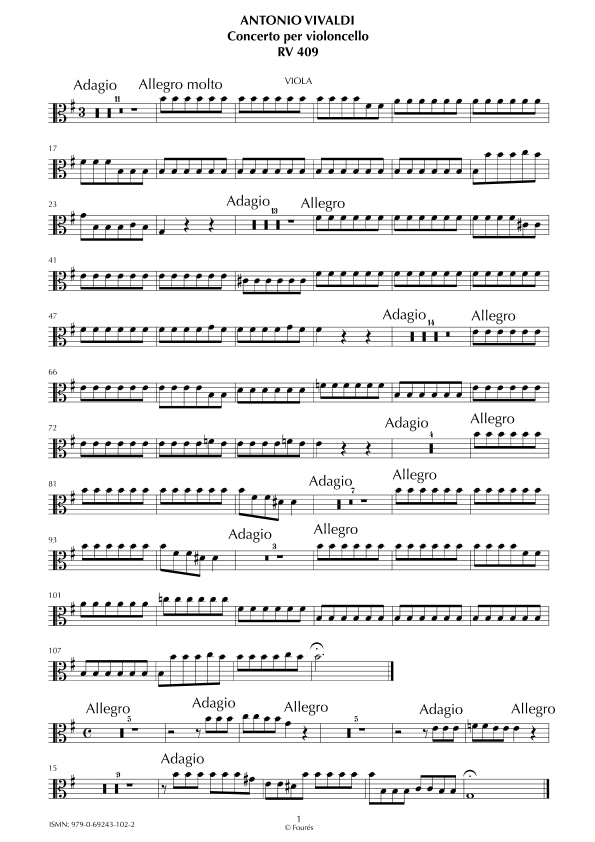RV 409 Concerto per Violoncello in mi minore
