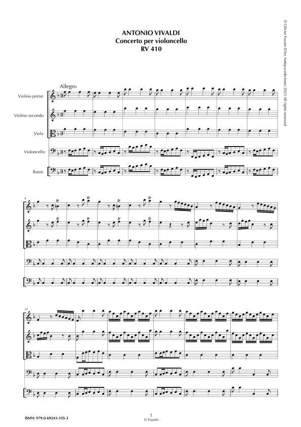 RV 410 Concerto per Violoncello in Fa maggiore
