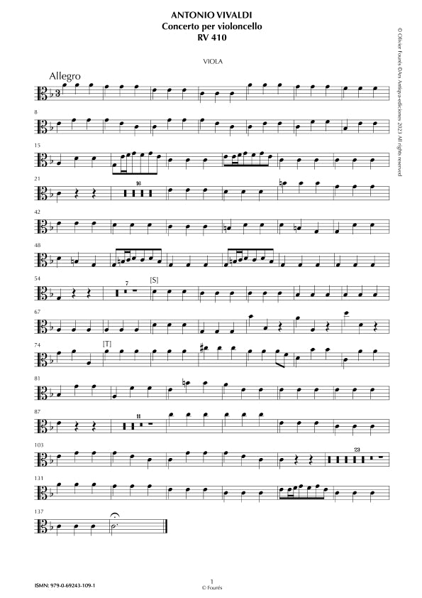 RV 410 Concerto per Violoncello in Fa maggiore