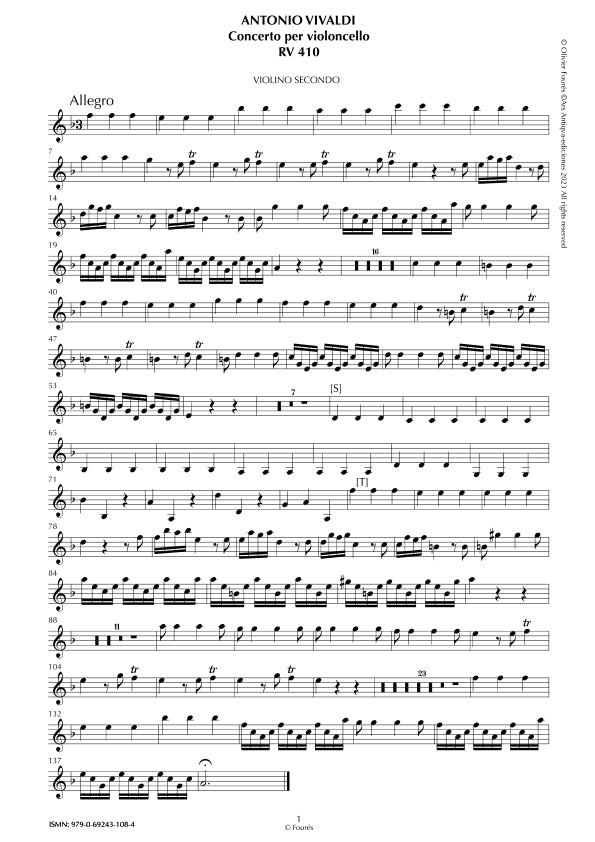 RV 410 Concerto per Violoncello in Fa maggiore
