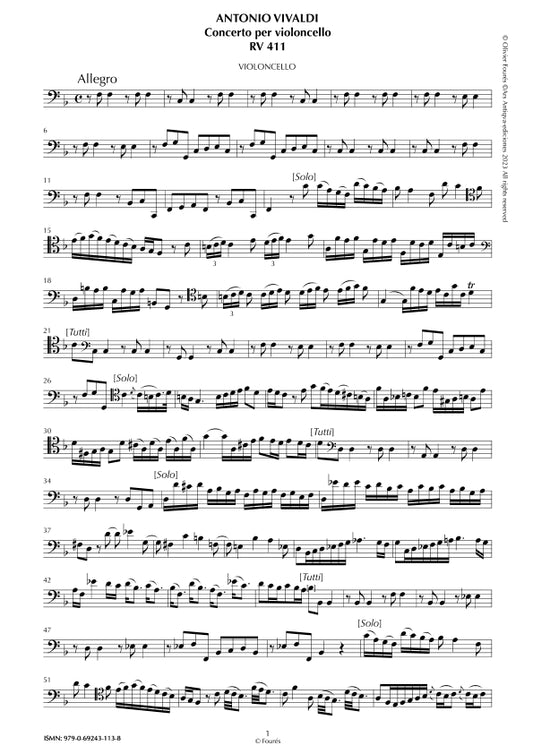 RV 411 Concerto per Violoncello in Fa maggiore