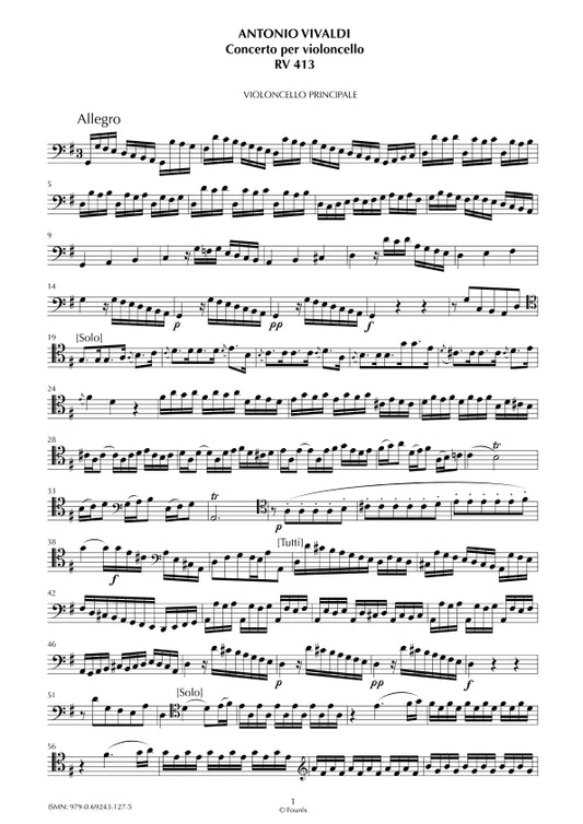 RV 413 Concerto per Violoncello in Sol maggiore