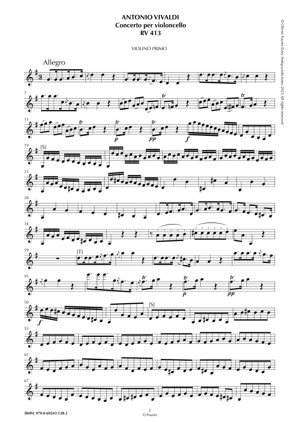 RV 413 Concerto per Violoncello in Sol maggiore