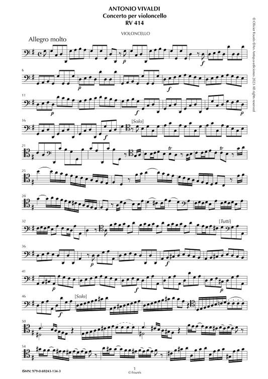 RV 414 Concerto per Violoncello in Sol maggiore