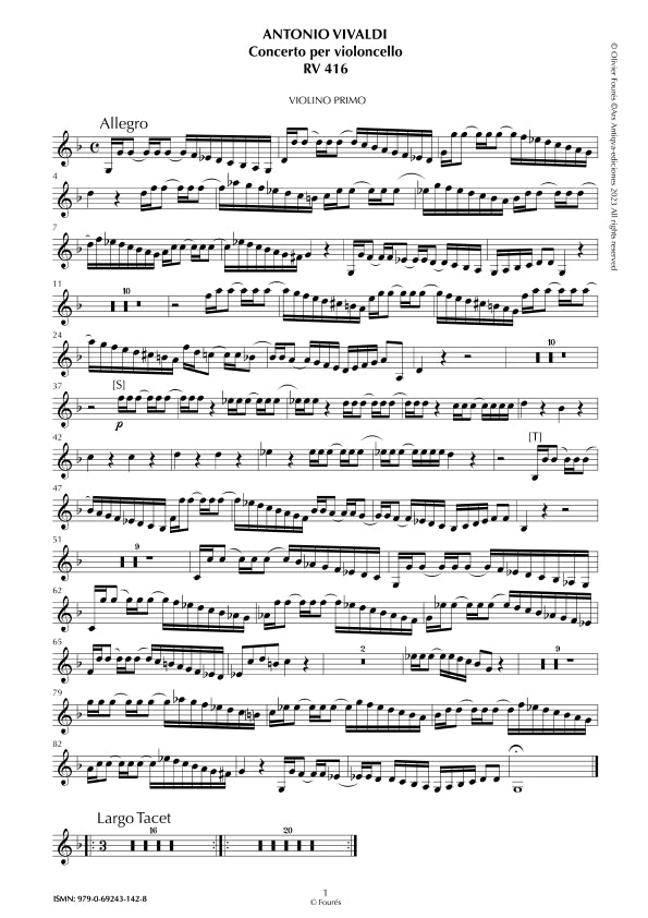 RV 416 Concerto per Violoncello in sol minore