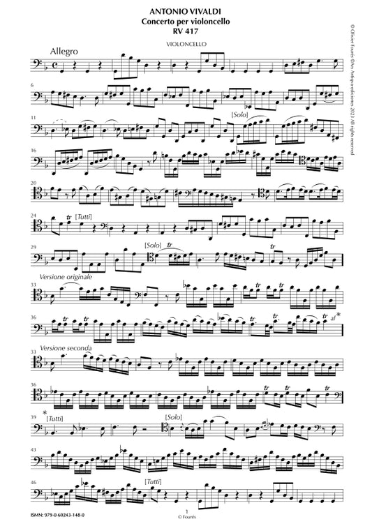 RV 417 Concerto per Violoncello in sol minore