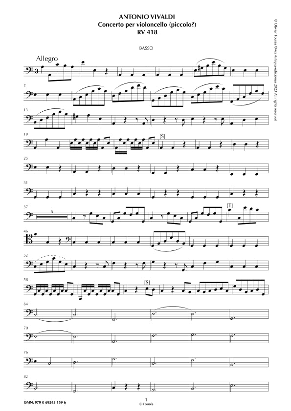 RV 418 Concerto per Violoncello in la minore