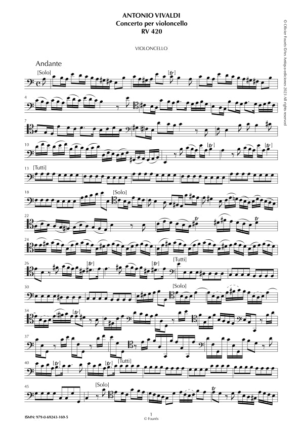 RV 420 Concerto per Violoncello in la minore