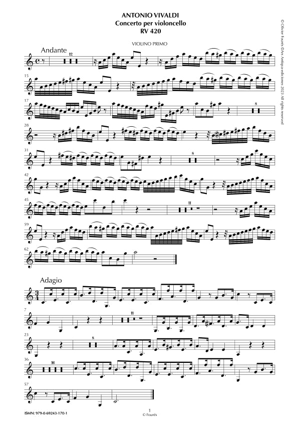 RV 420 Concerto per Violoncello in la minore