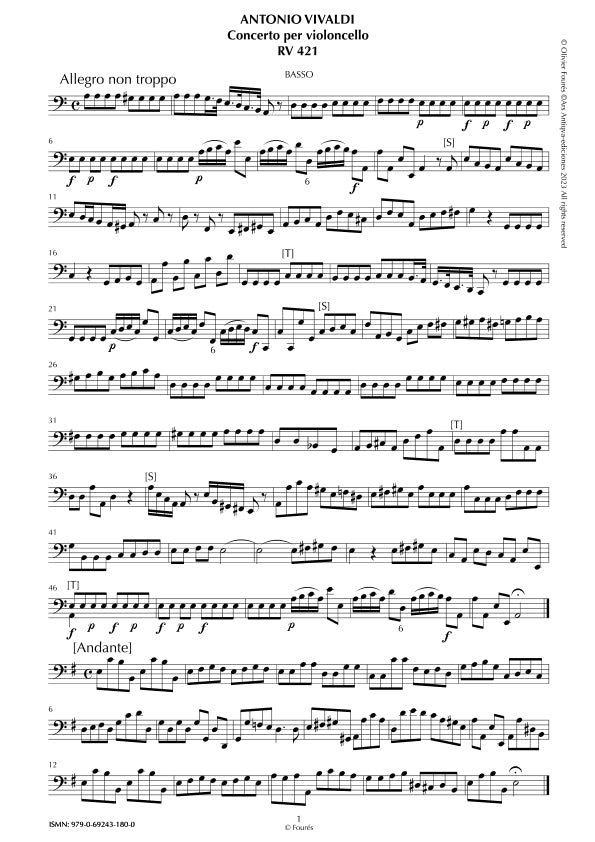 RV 421 Concerto per Violoncello in la minore