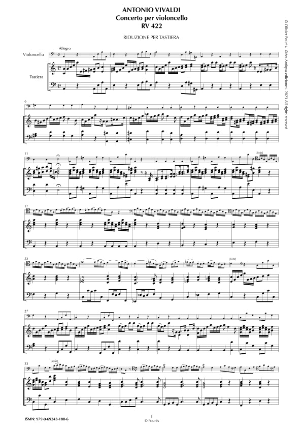 RV 422 Concerto per Violoncello in la minore