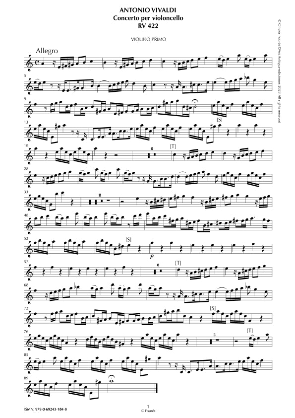 RV 422 Concerto per Violoncello in la minore