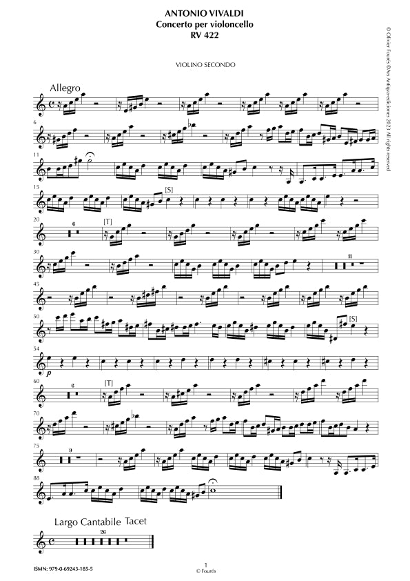 RV 422 Concerto per Violoncello in la minore