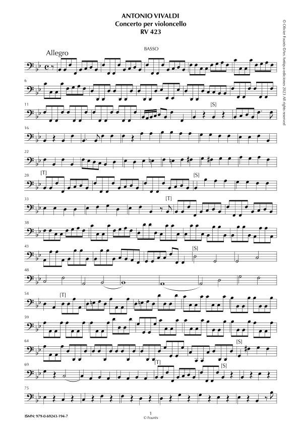 RV 423 Concerto per Violoncello in Si-b maggiore