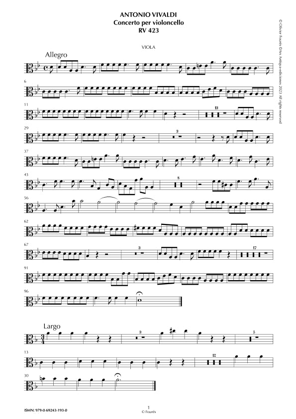 RV 423 Concerto per Violoncello in Si-b maggiore