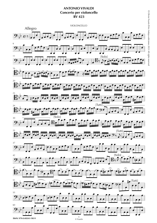 RV 423 Concerto per Violoncello in Si-b maggiore